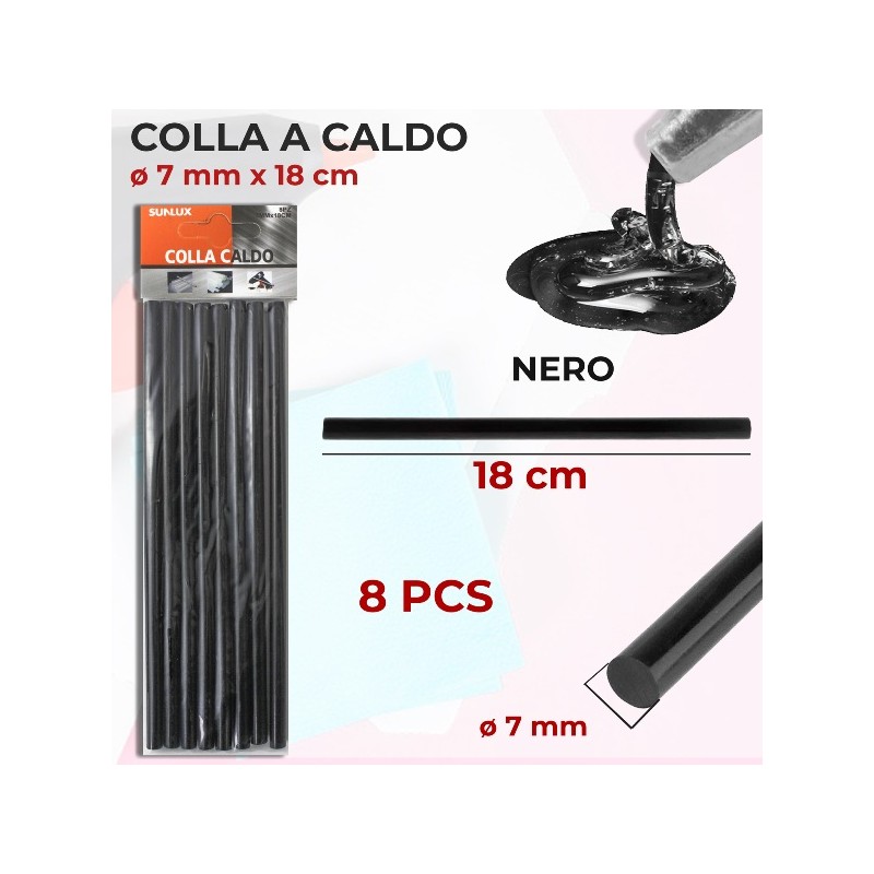 STICK COLLA A CALDO NERO 18CM 8PZ