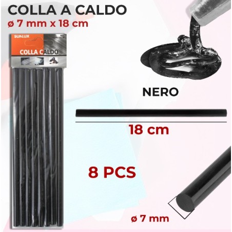 STICK COLLA A CALDO NERO 18CM 8PZ