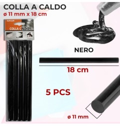 STICK COLLA A CALDO NERO D 11MM 5PC 18CM