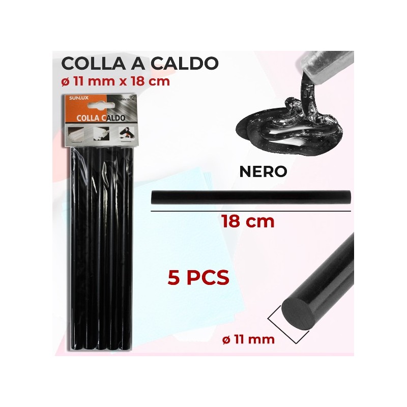 STICK COLLA A CALDO NERO D 11MM 5PC 18CM