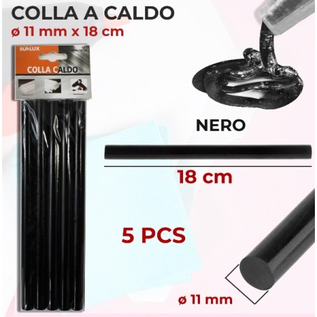 STICK COLLA A CALDO NERO D 11MM 5PC 18CM