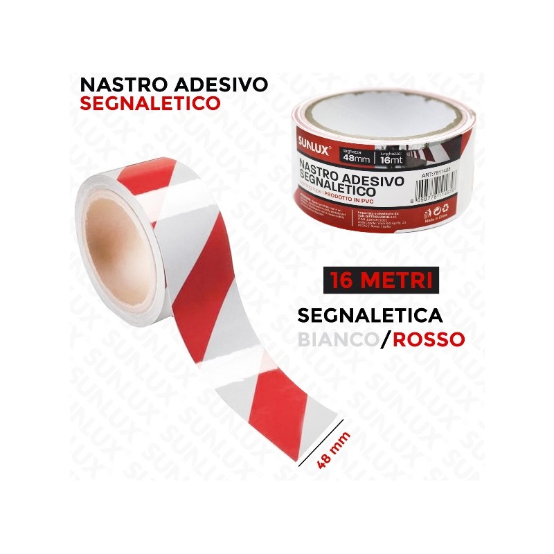 NASTRO PVC ROSSO BIANCO 48MM 16MT