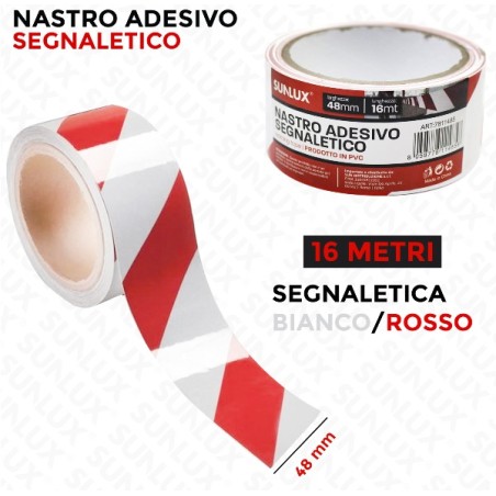 NASTRO PVC ROSSO BIANCO 48MM 16MT