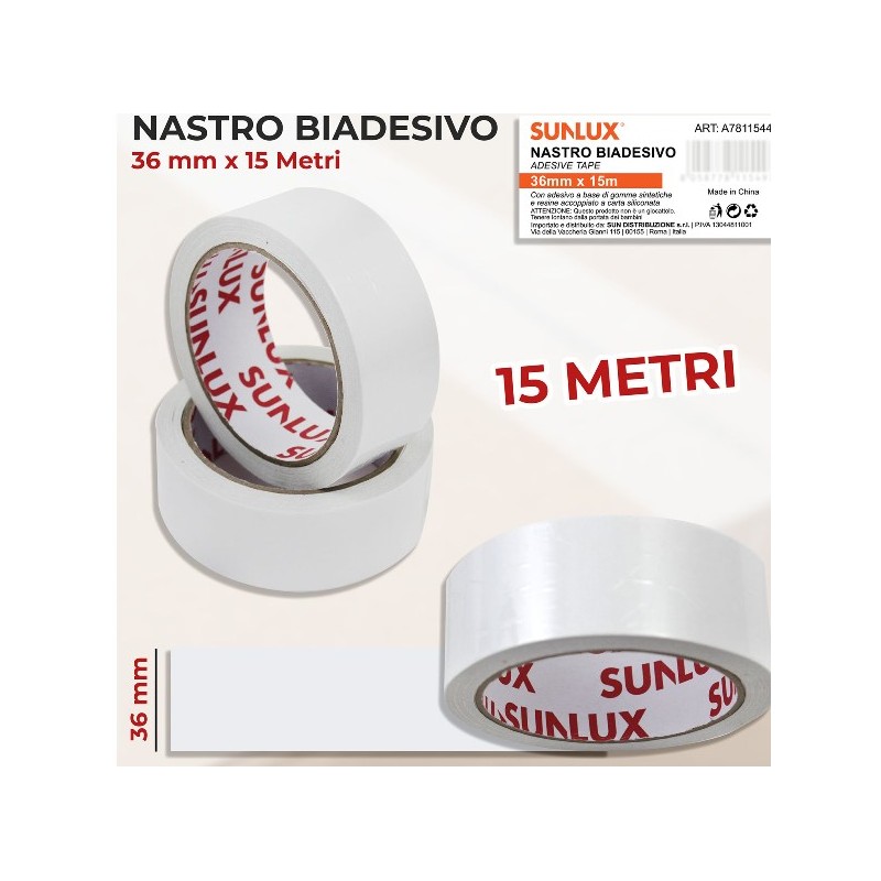 NASTRO SUN BIADESIVO 3.6CMX15M