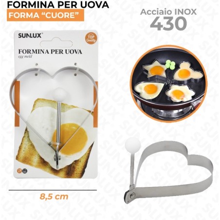 FORMINA PER UOVA ACCIAIO 430 CUORE 8.5CM