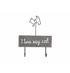 APPENDI CHIAVI 2 GANCI GATTO 17x20 CM