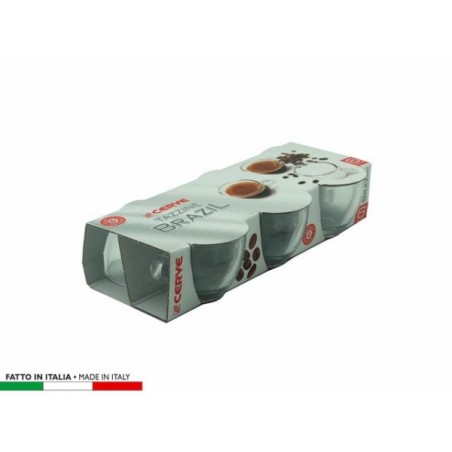 TAZZE CAFFE BRAZ S/PIATTO TRASPARENTE 6 PZ