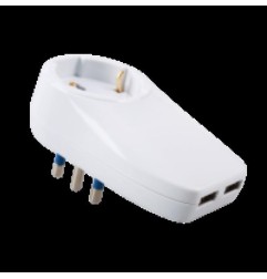 1WAY ADAPTOR 16A WITH 2 1A USB WHITE