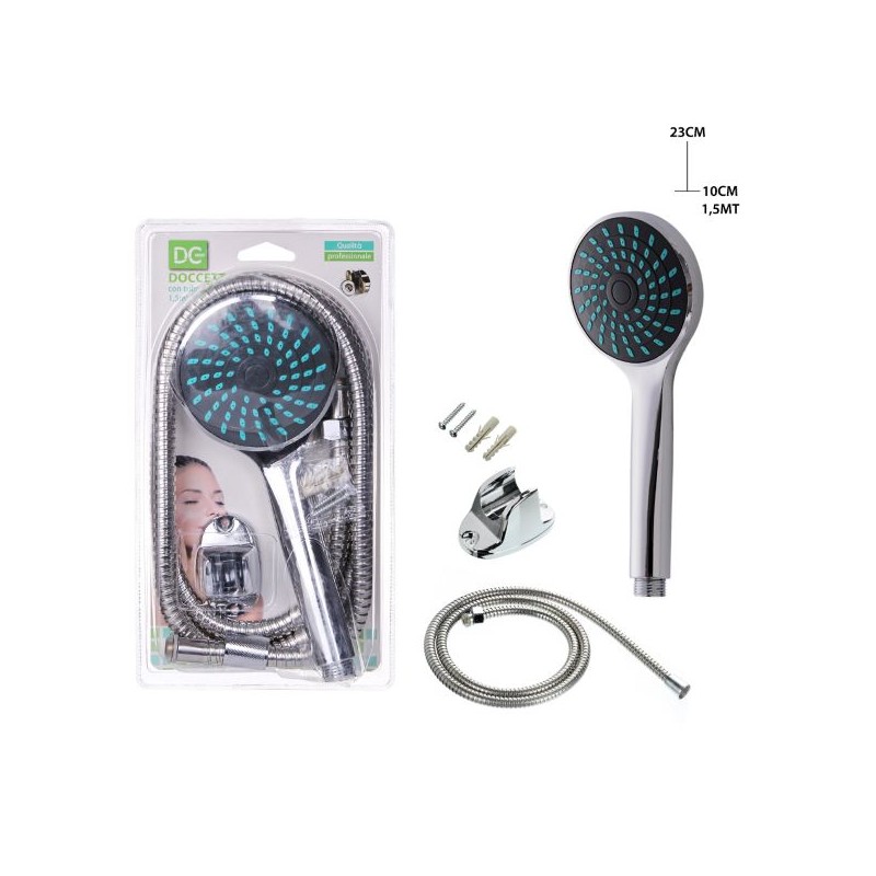 SOFFIONE DOCCIA 10CM C/TUBO 1,5MT