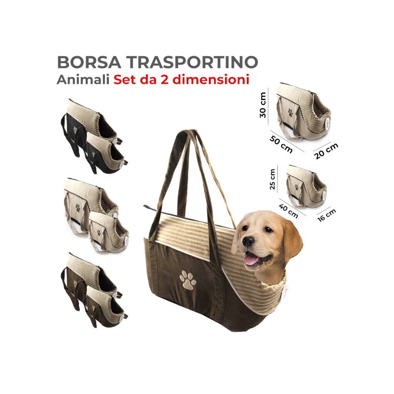 SET 2 PEZZI  BORSA E TRASPORTINO CANE COL. RAN