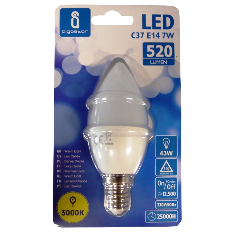 LAMPADINA LED A5 C37 E14 7W 3000K