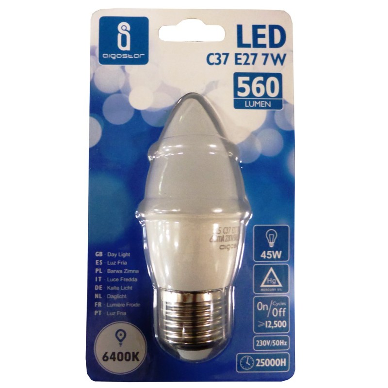 LAMPADINA LED A5 C37 E27 7W 6400K