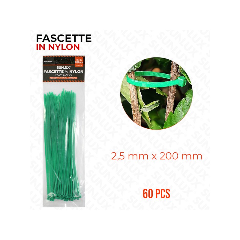 FASCETTA NYLON 2 5x200MM 60PSC VERDE PZ