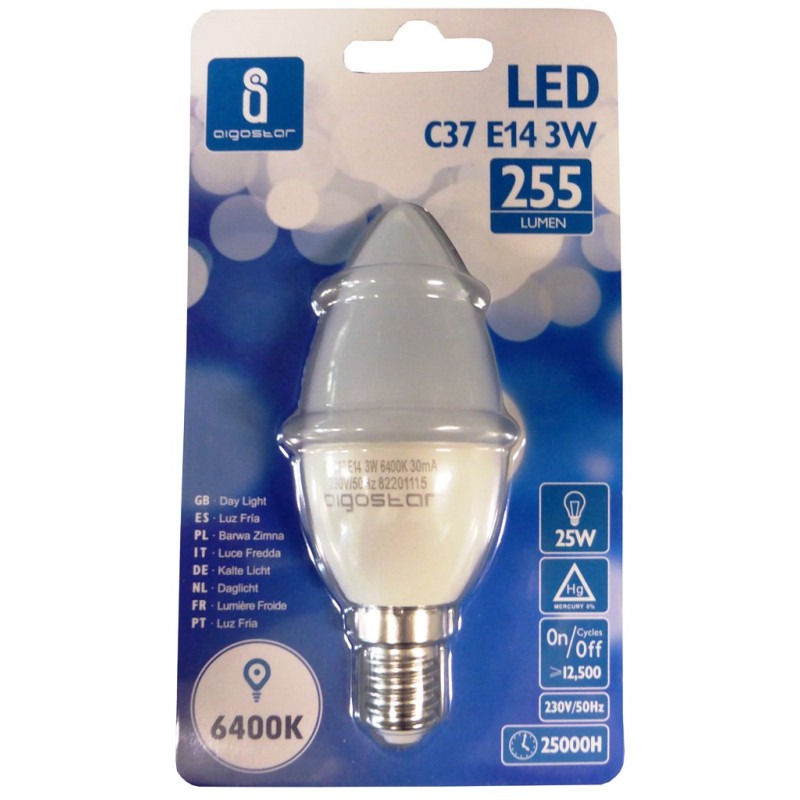 LAMPADINA LED A5 C37 E14 3W 6400K