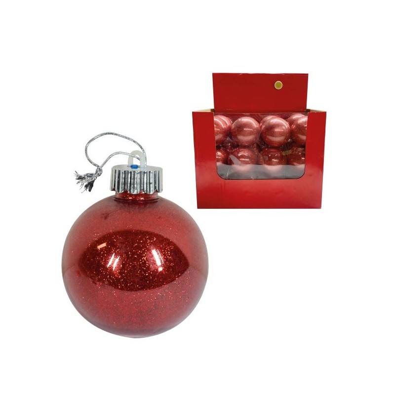 SFERA GLITTER ROSSA 8 CM