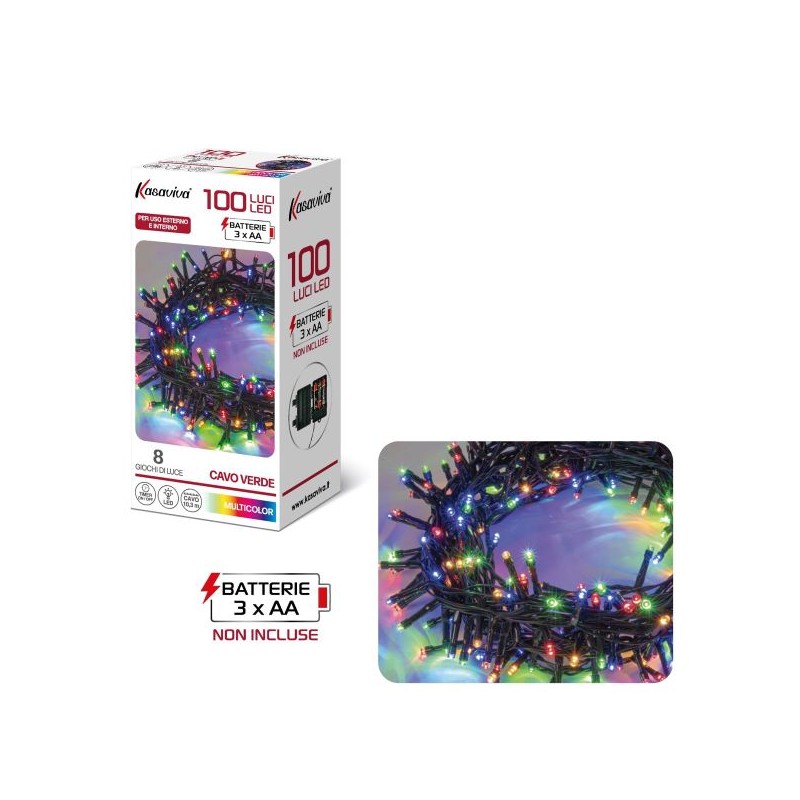 FILO A BATTERIA 100 LED MULTICOLOR