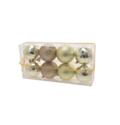 BOX 8 SFERE 10CM MATTO/GLIT/LUC.H CHAMPA