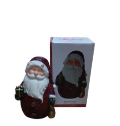 BABBO NATALE EFFETTO LEGNO CON VESTITO ROSSO 20792