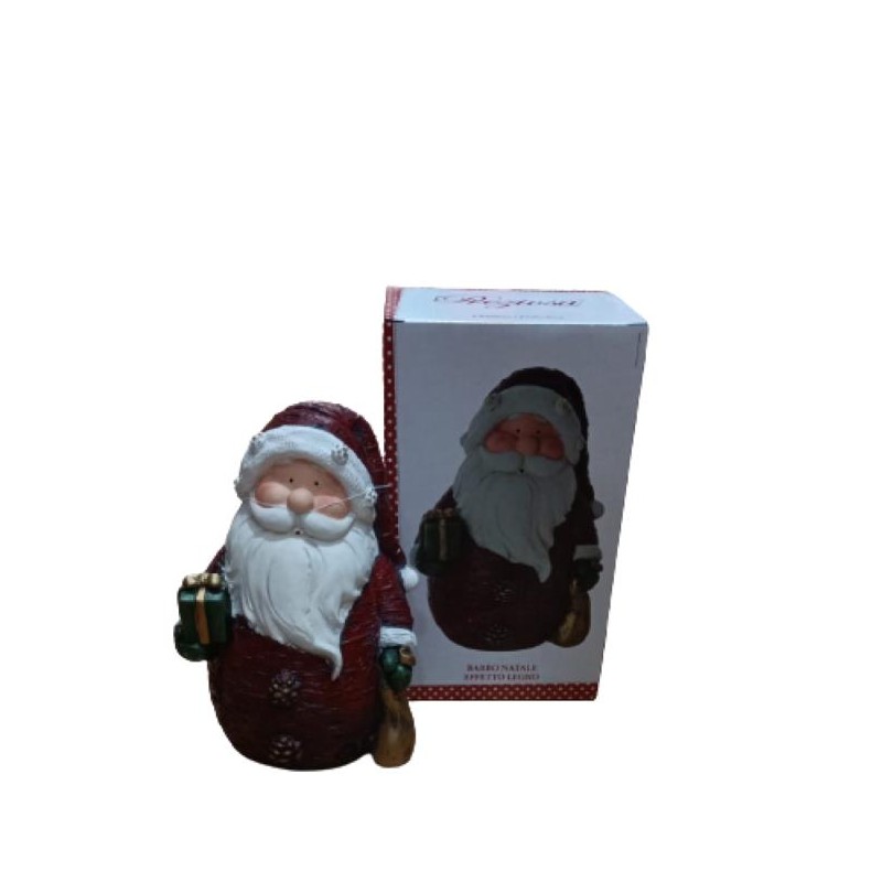 BABBO NATALE EFFETTO LEGNO CON VESTITO ROSSO 20792