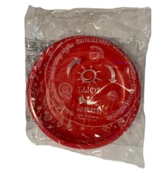 PIATTO DESSERT ROSSO RIUTILIZ. ELIOS 40PZ