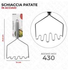 SCHIACCIA PATATE IN ACCIAIO 430 14X24.5CM