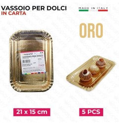 VASSOIO PER DOLCI ORO 21X15CM 5PZ