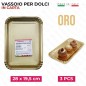 VASSOIO PER DOLCI ORO 28X19,5CM 3PZ