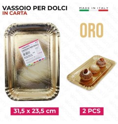 VASSOIO PER DOLCI ORO 31,5X23,5CM 2PZ