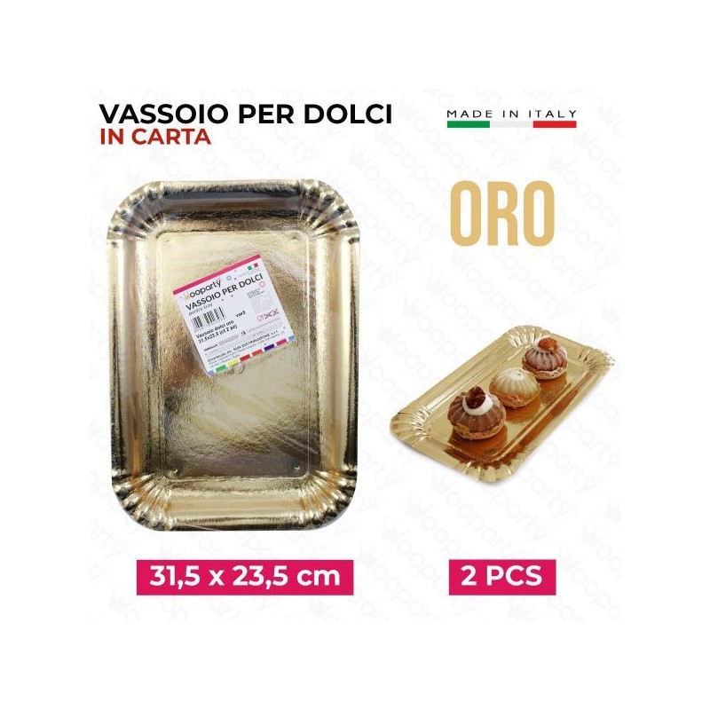 VASSOIO PER DOLCI ORO 31,5X23,5CM 2PZ