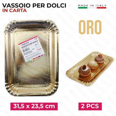 VASSOIO PER DOLCI ORO 31,5X23,5CM 2PZ