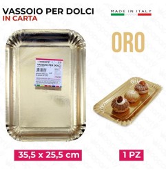 VASSOIO PER DOLCI ORO 35,5X25,5CM /PZ D