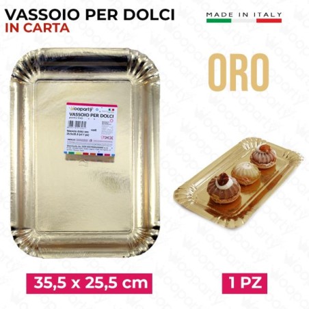 VASSOIO PER DOLCI ORO 35,5X25,5CM /PZ D