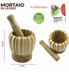 MORTAIO IN BAMBOO CON  PESTELLO 9X10CM