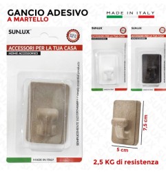 GANCIO ADESIVO CARIC0 MAX 2.5KG 3 COLORI 5X7,5CM