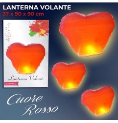 LANTERNA VOLANTE CUORE ROSSO 37X90X90CM