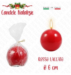 CANDELA SFERA ROSSO LACCATO DIAM. 6CM