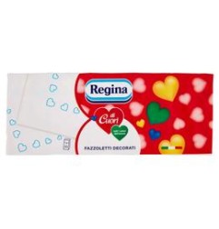 REGINA DI CUORI FAZZOLETTI DECORATI 10 PZ