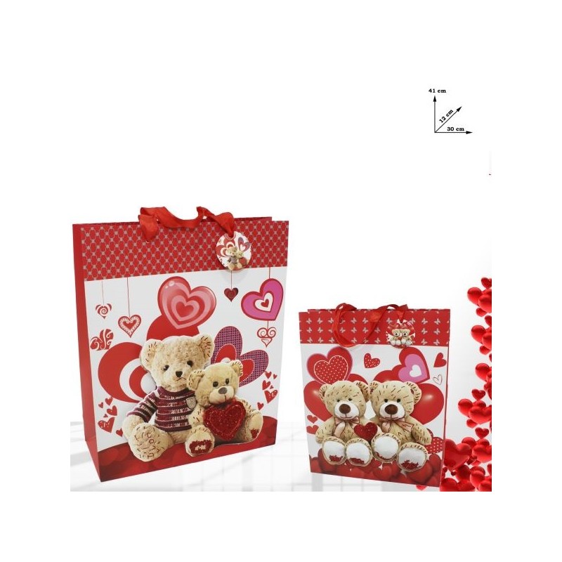 BUSTA CARTA CON DISEGNO CUORI 30X40X12CM