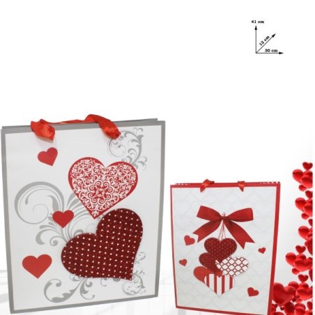BUSTA CARTA CON DISEGNO CUORE 30X40X12CM