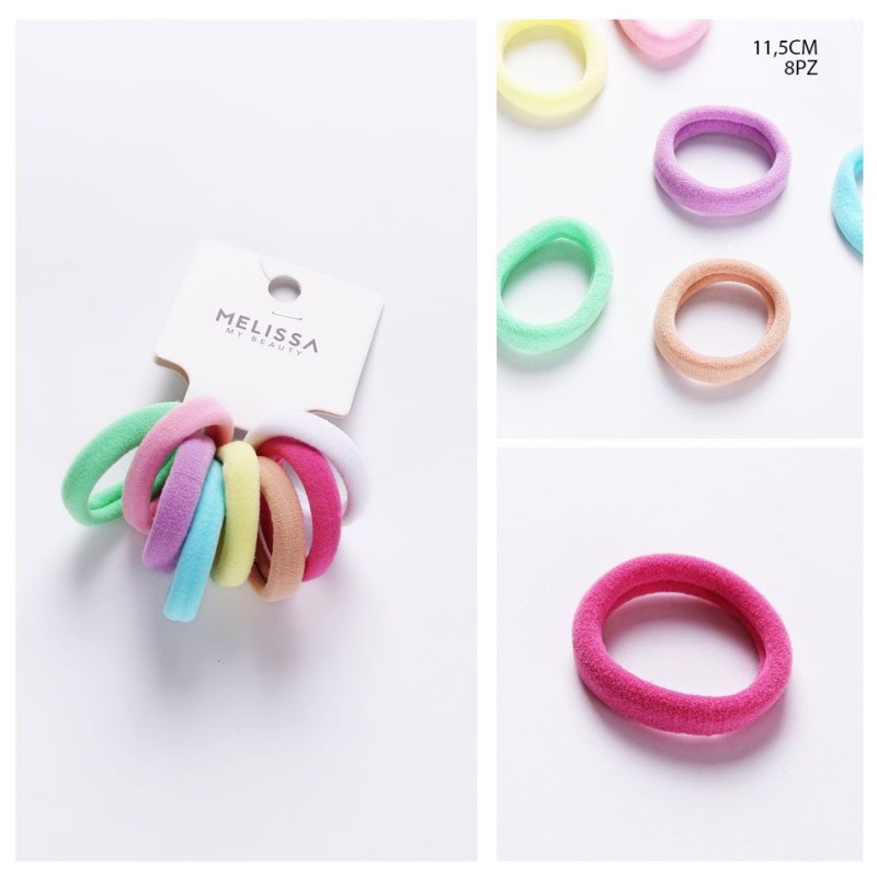 MELISSA ELASTICO CAPELLI 11.5CM 8PZ PASTELLO