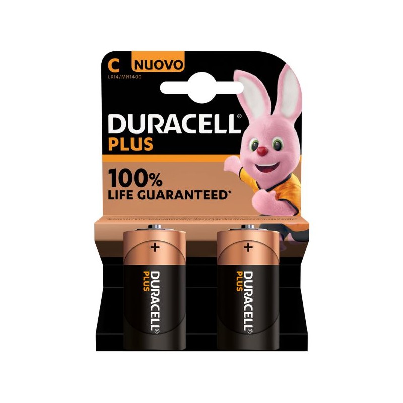 DURACELL PLUS 100% C MEZZA TORCIA PLUS POWER 2PZ