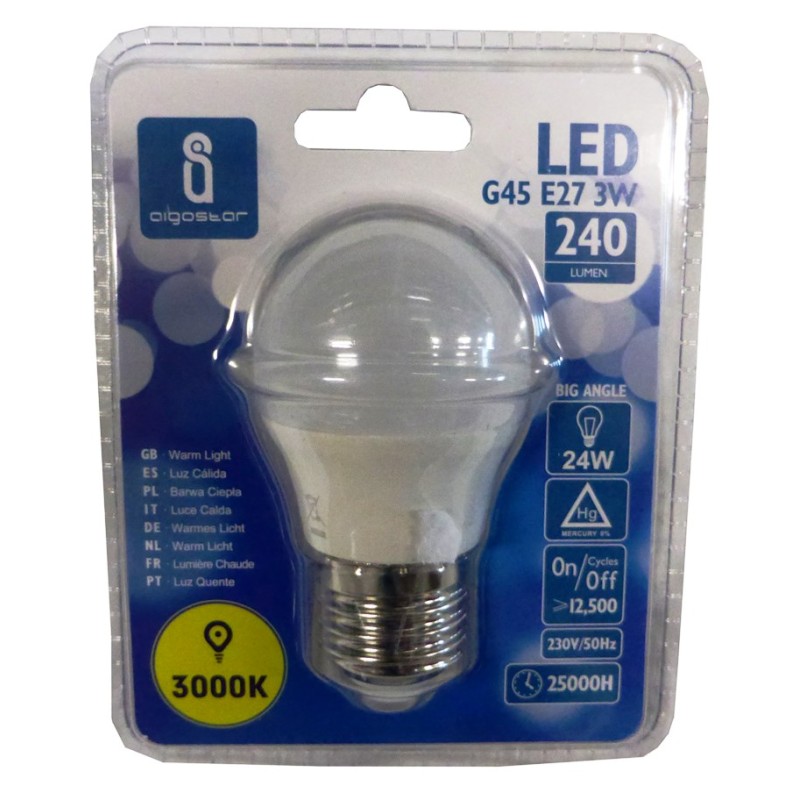 LAMPADINA LED A5 G45 SFERA E27 3W 3000K