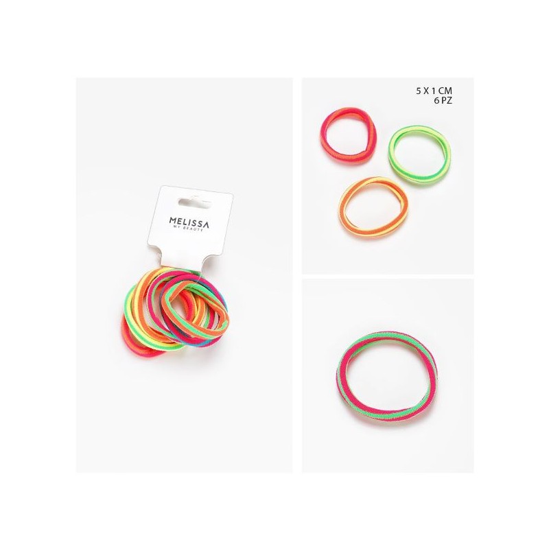 MELISSA ELASTICO CAPELLI 5X1CM FLUO RIGHE 6PZ