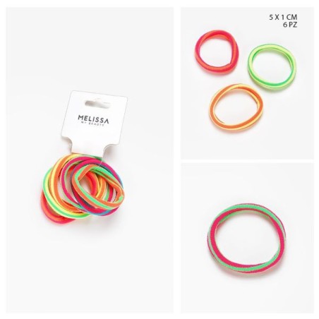 MELISSA ELASTICO CAPELLI 5X1CM FLUO RIGHE 6PZ