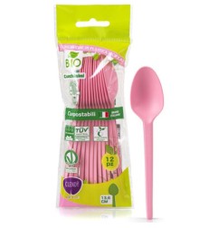 CLENDY BIO CUCCHIAINI COMPOSTABILI ROSA 12PZ