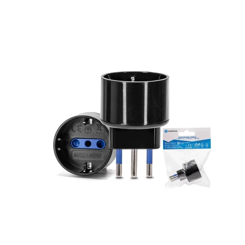ADATTATORE A 1 VIA 10A NERO