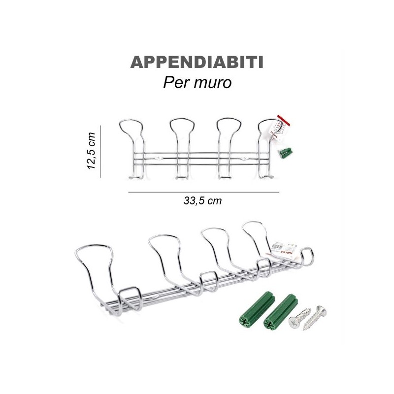 APPENDIABITI DA MURO 4 GANCI 34X13CM