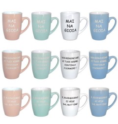 TAZZA MUG 350CC COLORI E FRASI ASS