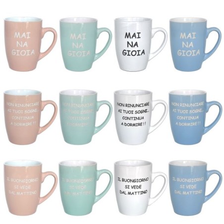 TAZZA MUG 350CC COLORI E FRASI ASS