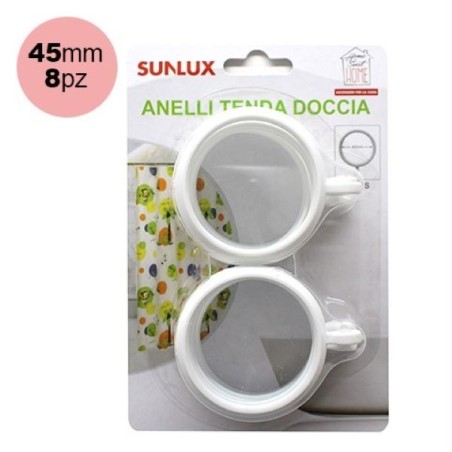 ANELLI PER TENDA DOCCIA 45MM 8PZ
